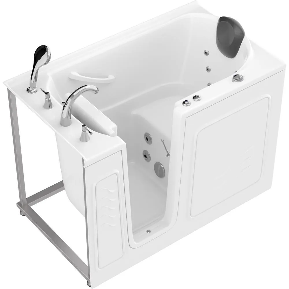 Universal Tubs Safe Premier 52.3 in. x 60 in. x 30 in. Left Drain Walk-In Whirlpool Bathtub in White, photo 9 of 17