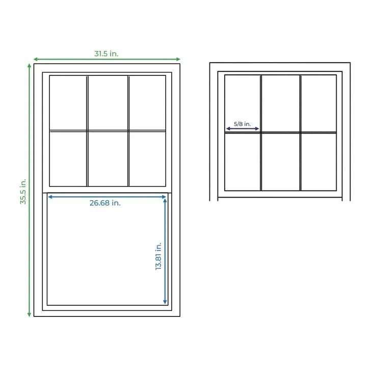 RELIABILT 150 Series New Construction 31-1/2-in x 35-1/2-in x 3-1/4-in Jamb White Vinyl Dual-pane Single Hung Window Half Screen Included, photo 6 of 8