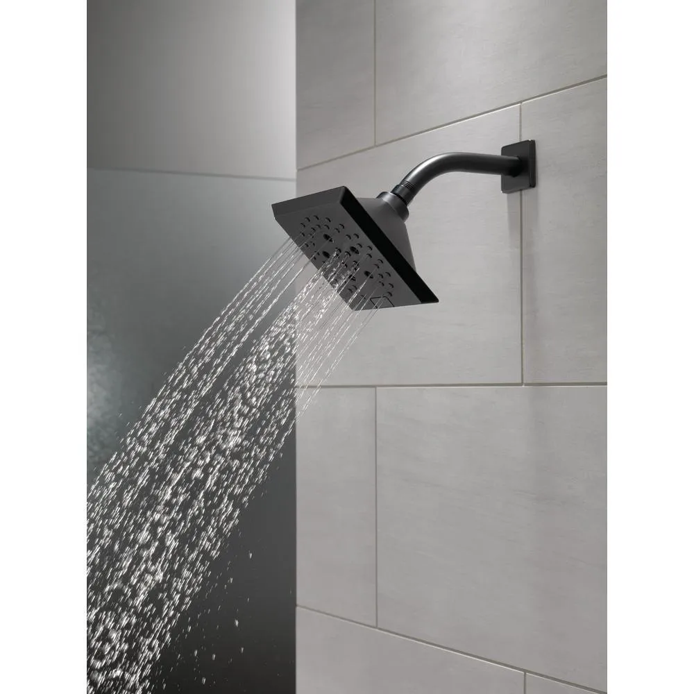 Pivotal 5-Spray 5.8 in. Single Wall Mount Fixed Rain H2Okinetic Shower Head in Matte Black, photo 2 of 18