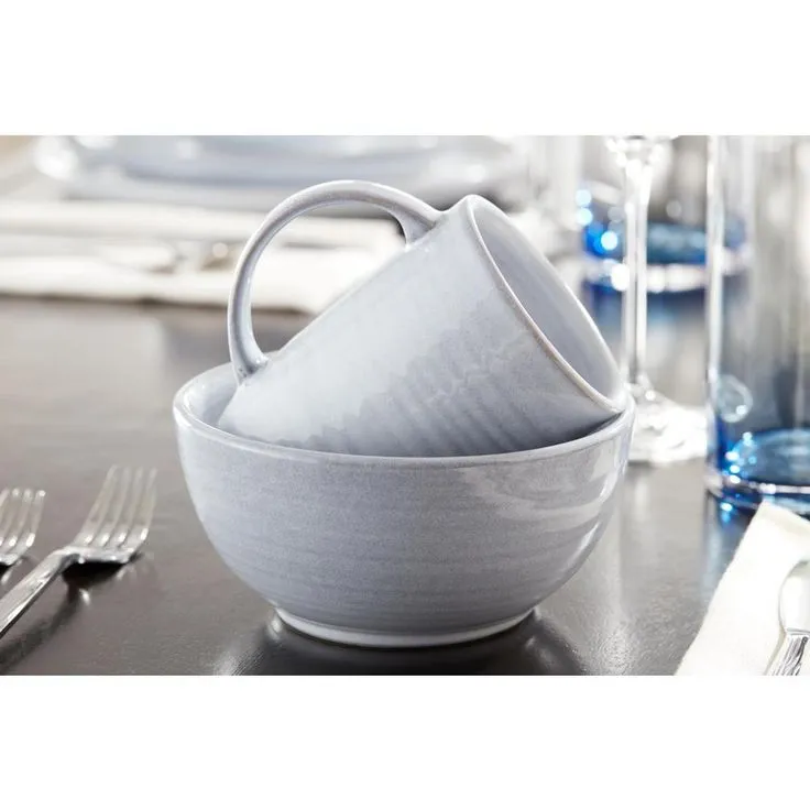 Blakely 16-Piece Reactive Glaze Raindrop Blue Stoneware Dinnerware Set (Service for 4), photo 2 of 6