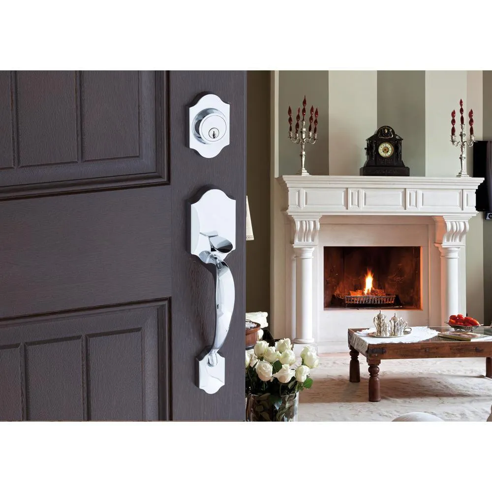 Soft Contemporary Polished Stainless Door Handleset with Right Hand Scandinavian Lever Trim, photo 5 of 5
