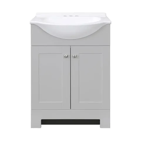Euro 19-in White Single Sink Bathroom Vanity with White Cultured Marble Top