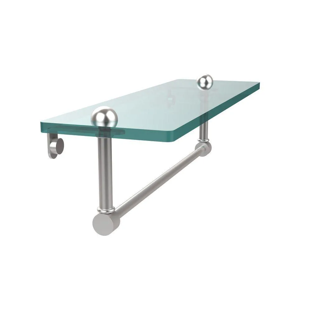 Allied Brass 16 in. L x 5 in. H x 5 in. W Clear Glass Vanity Bathroom Shelf with Towel Bar in Polished Brass, photo 6 of 14
