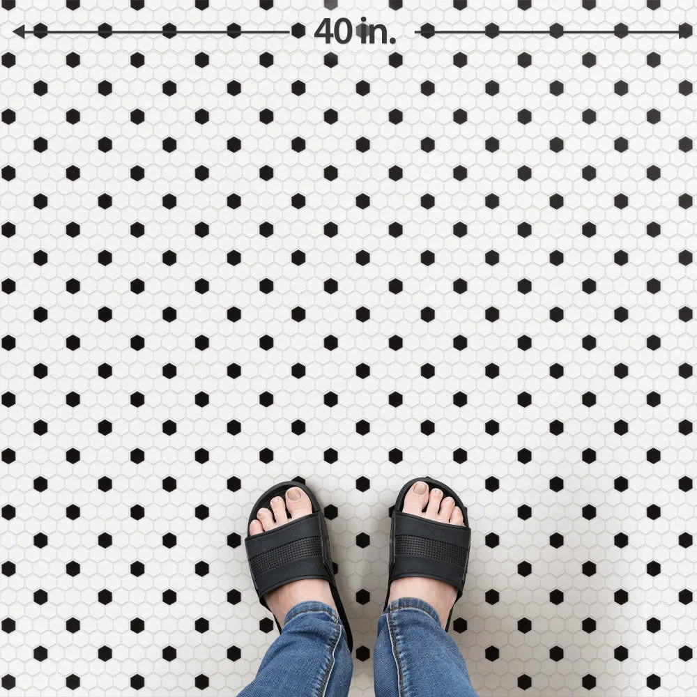 Merola Tile Madison Hex Matte 11-7/8 in. x 10-1/4 in. x 6mm Cool White with Black Dot Porcelain Mosaic Tile, photo 7 of 8