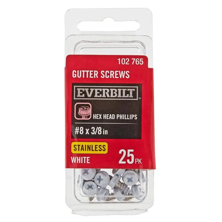 #8 x 3/8 in. White Stainless Steel Hex Head Gutter Sheet Metal Screw (25-Pack), photo 8 of 10