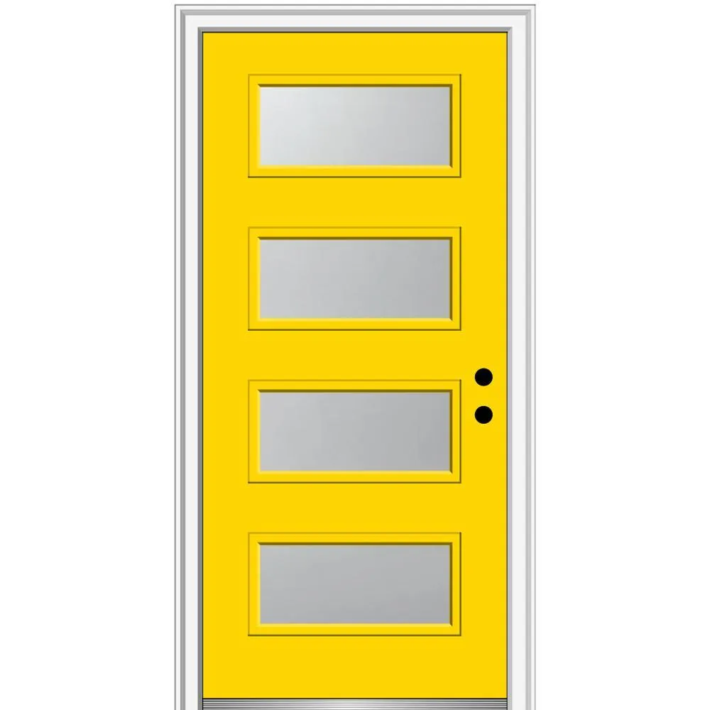 MMI Door 36 in. x 80 in. Celeste Left-Hand Inswing 4-Lite Frosted Glass Painted Steel Prehung Front Door on 6-9/16 in. Frame, photo 29 of 52