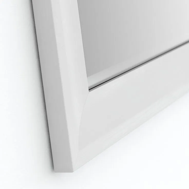 28 in. W x 36 in. H (M1) Framed Rectangular Deluxe Glass Bathroom Vanity Mirror in Matte White, photo 9 of 12