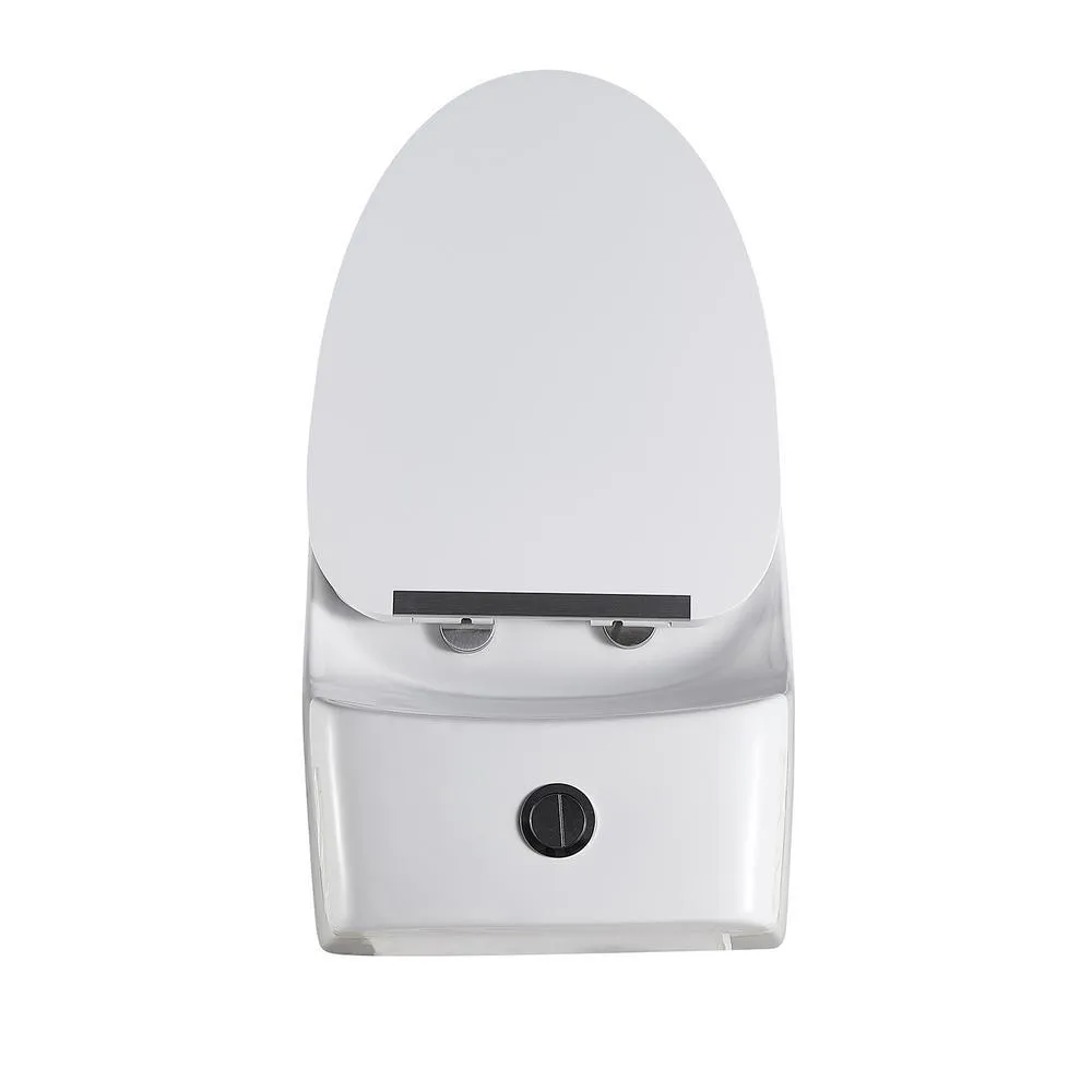 Boyel Living 0.8 GPF/1.28 GPF Dual Flush Square Shape Ceramic Elongated Toilet Including Toilet Square Only Seat in White, photo 4 of 8