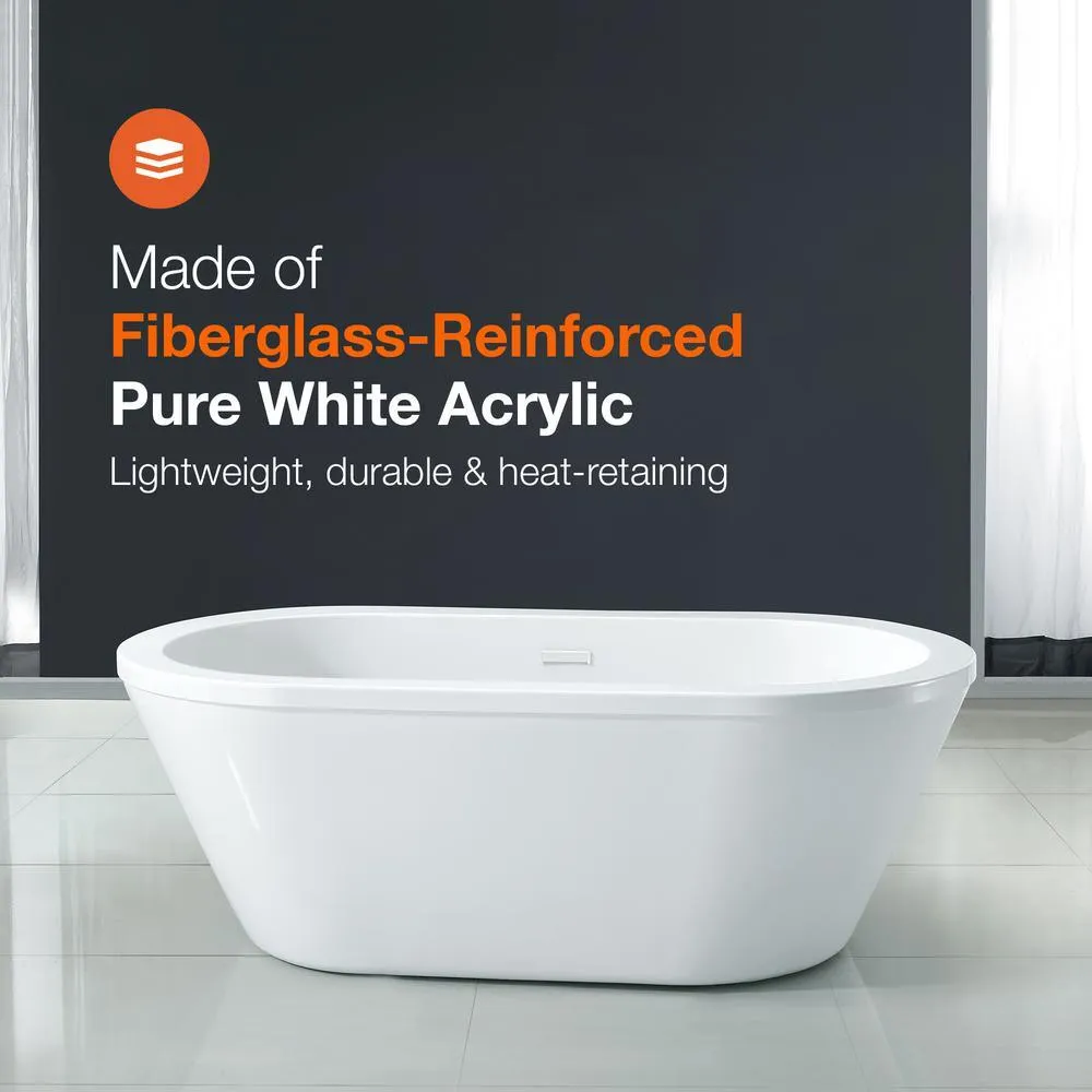 Colton 63 in. Center Drain Freestanding Bathtub in Glossy White, photo 10 of 10