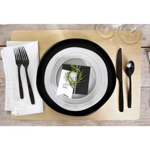 19 × 13 in Bronze Metallic Stitched PVC Placemats (Set of 12)