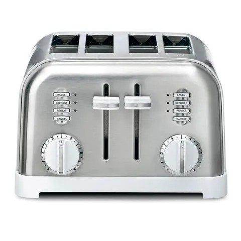 Classic Series 4-Slice White Wide Slot Toaster with Crumb Tray