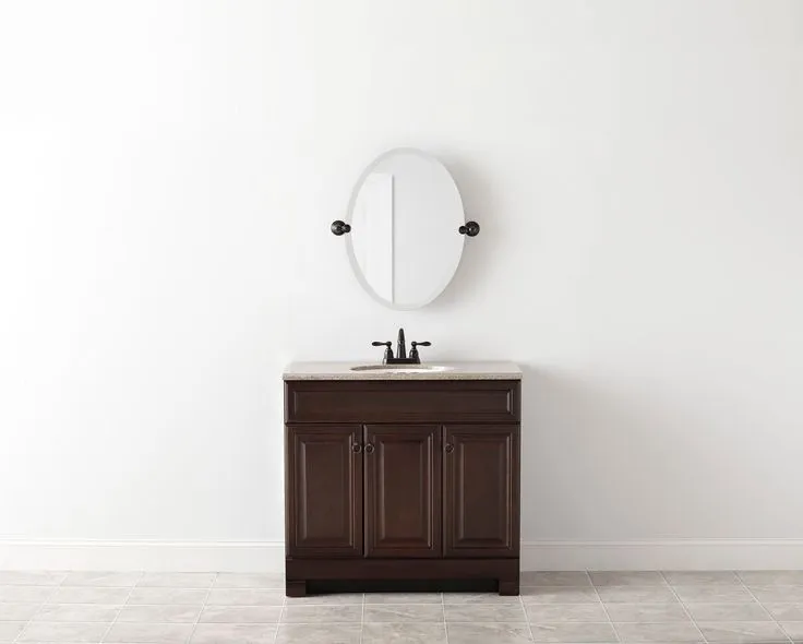 Style Selections Gladmere 36.5-in Java Single Sink Bathroom Vanity with Nutmeg Solid Surface Top, photo 2 of 8