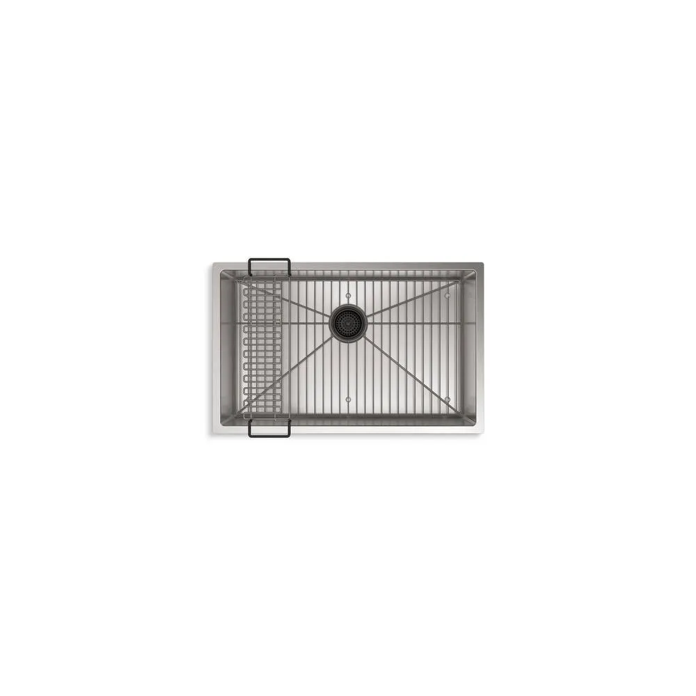 Strive Undermount Stainless Steel 29 in. Single Bowl Kitchen Sink Kit with Sink Rack, photo 10 of 16