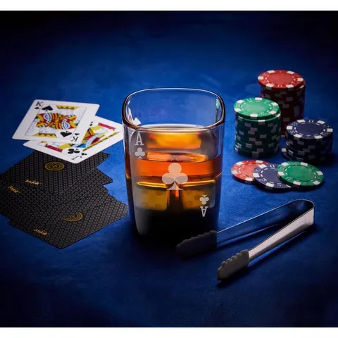 Poker Ace of Clubs Whiskey Glass with Accessories