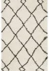 Moroccan Fringe Qaba Shag 8 x 10 Cream/Charcoal Indoor Abstract Moroccan Area Rug
