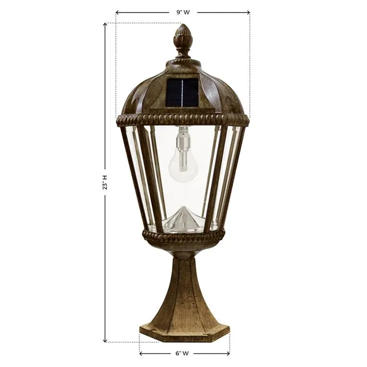 Gama Sonic Royal Bulb Series Outdoor Weathered Bronze Integrated LED Solar Powered Post Light on Pier Base, photo 4 of 5