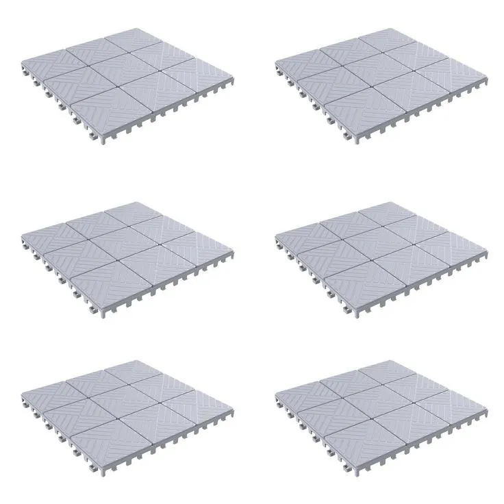 Pure Garden 11.5 in. x 11.5 in. Grey Outdoor Interlocking Square Look Polypropylene Patio and Deck Tiles (Set of 30), photo 2 of 6