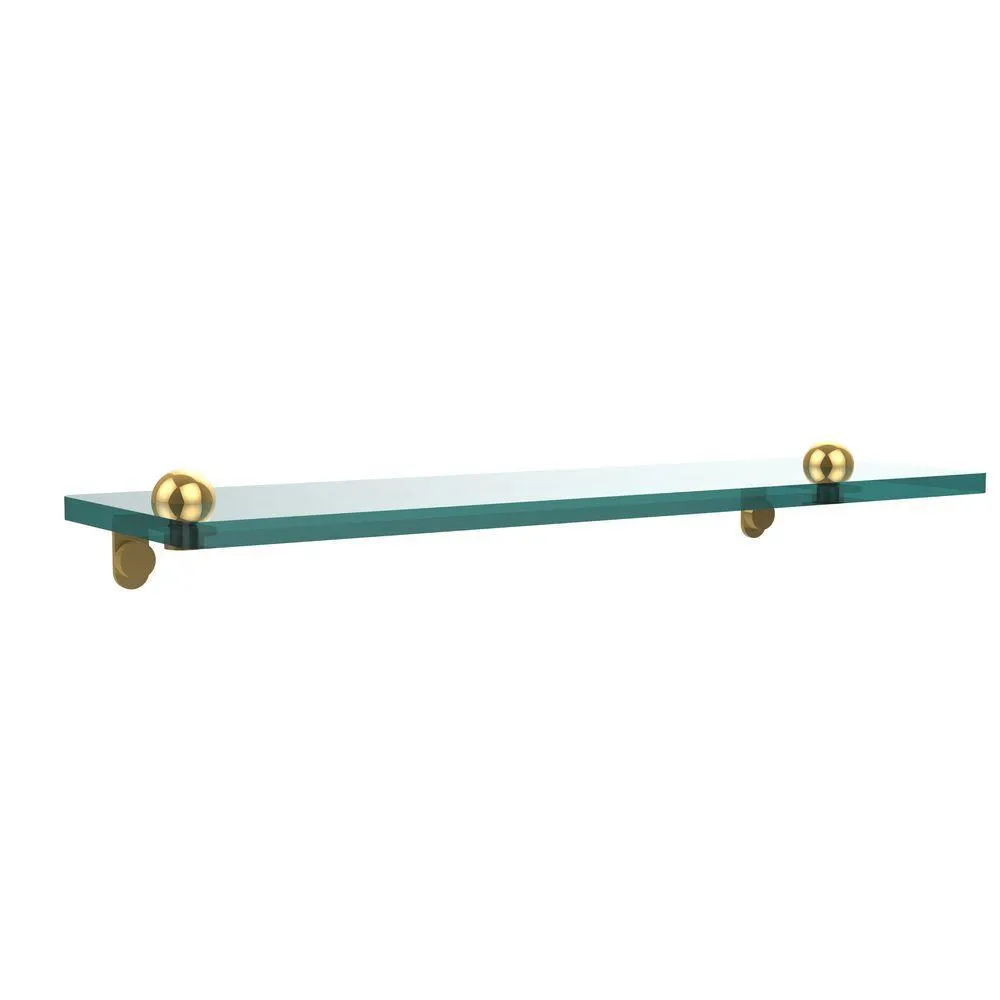 Allied Brass 16 in. L x 2 in. H x 5 in. W Clear Glass Vanity Bathroom Shelf in Satin Nickel, photo 6 of 14
