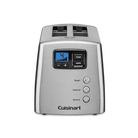 Touch to Toast 2-Slice Silver Wide Slot Toaster with Crumb Tray