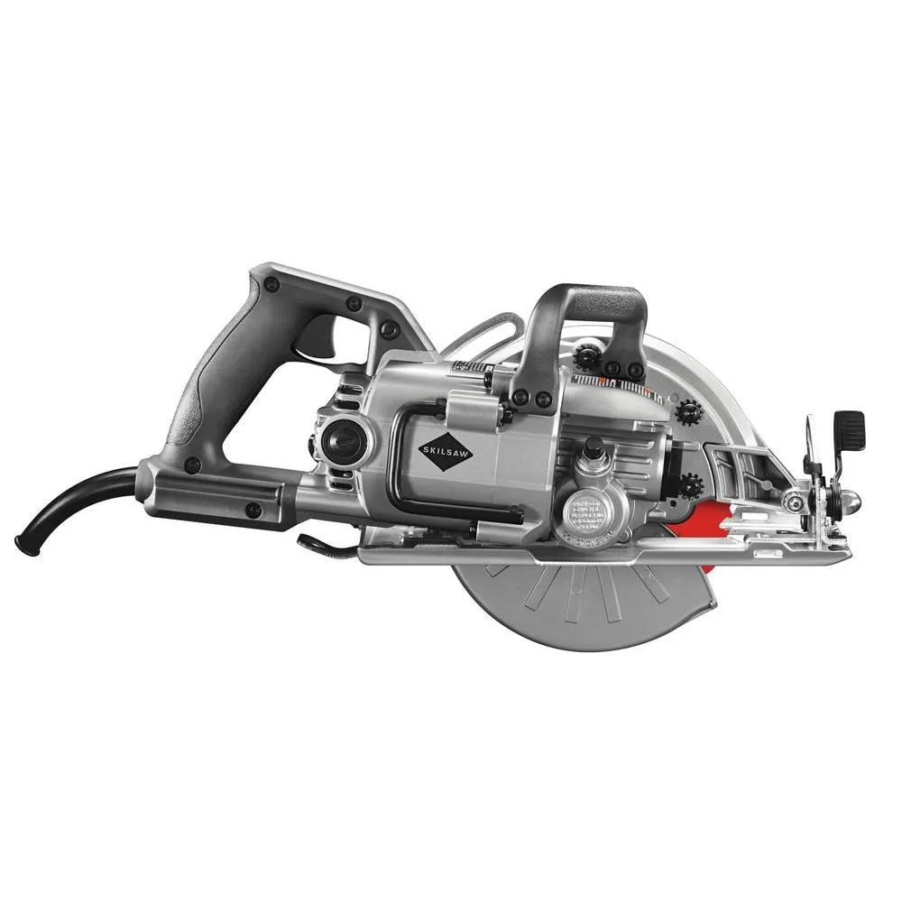 SKILSAW 15 Amp Corded Electric 7-1/4 in. Aluminum Worm Drive Circular Saw with 24-Tooth Carbide Tipped Diablo Blade, photo 9 of 11