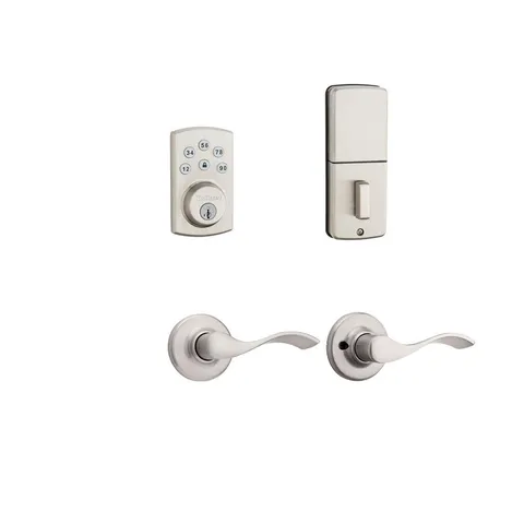 Powerbolt2 Satin Nickel Single Cylinder Electronic Deadbolt Featuring SmartKey Security and Balboa Passage Lever