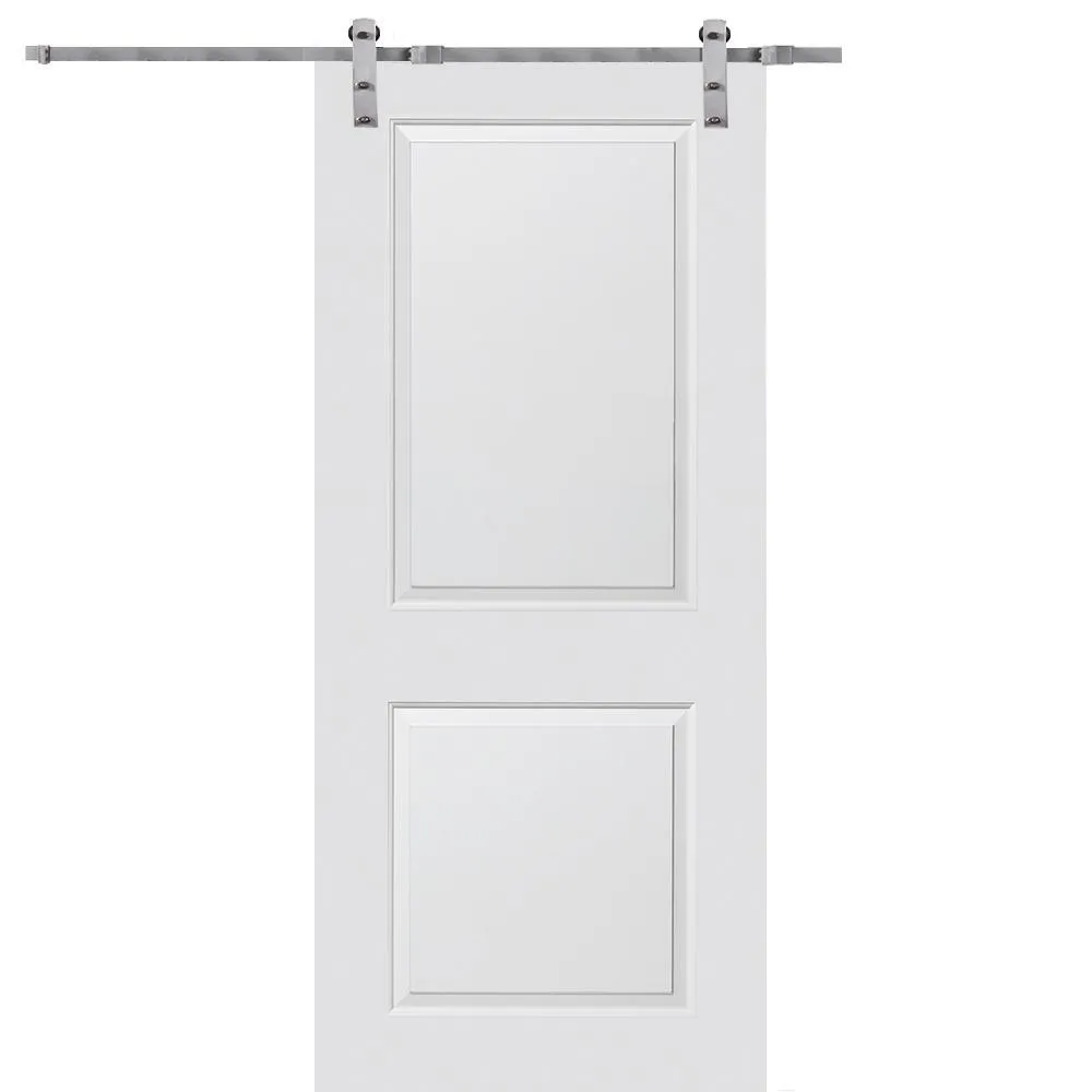 MMI Door 32 in. x 84 in. Smooth Carrara Primed Molded MDF Sliding Barn Door with Black Hardware Kit, photo 10 of 10