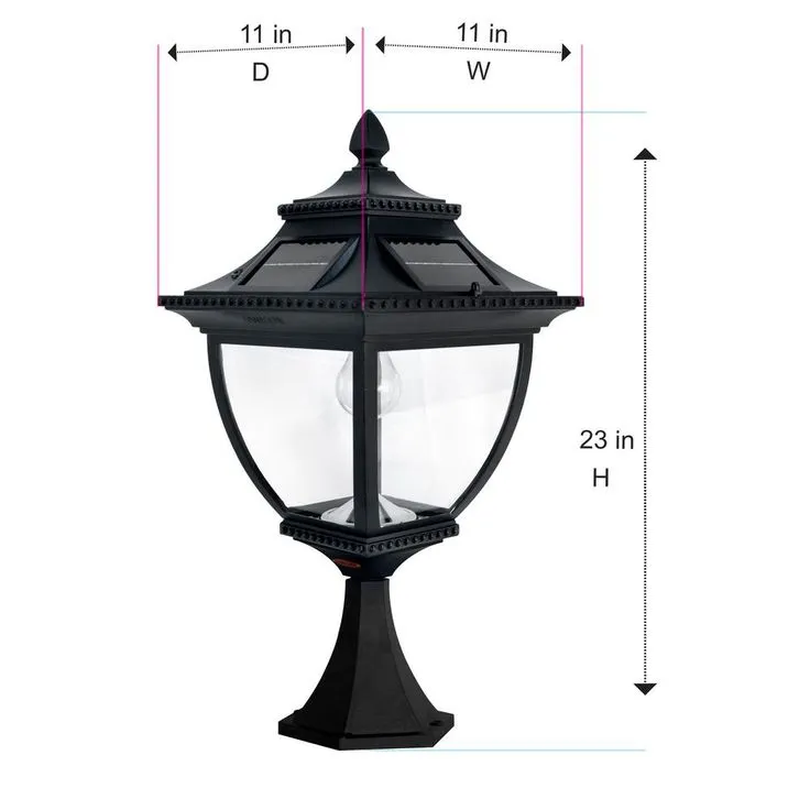 Gama Sonic Pagoda Bulb Solar 22 in. 1-Light Black Cast Aluminum for Outdoor with Post, Pier and Wall Mounts, photo 2 of 5