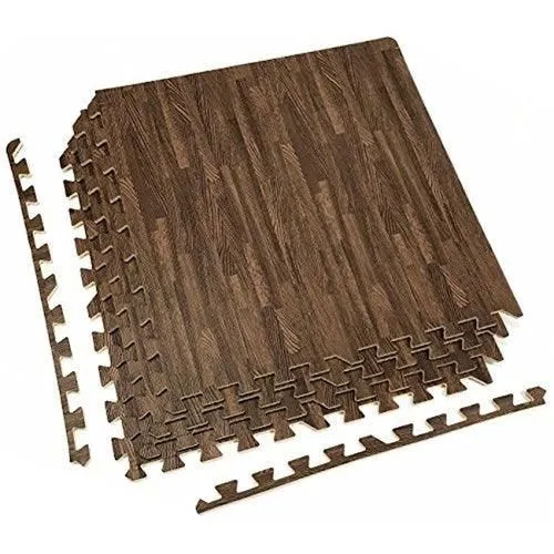 Sorbus Wood Grain Floor Mats Foam Interlocking Mats Tile 3/8-Inch Thick Flooring Wood Mat Tiles Borders - Home Office Playroom Basement Trade Show, photo 4 of 4