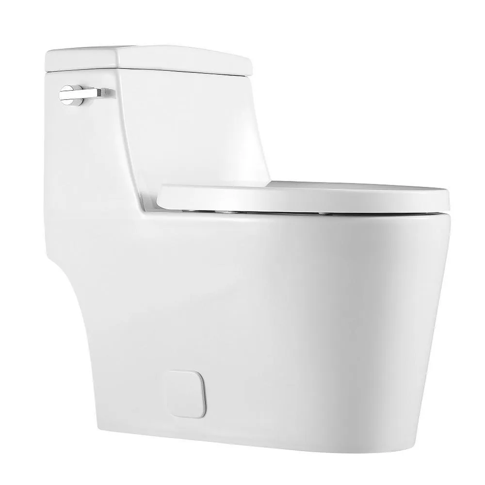 1-Piece 0.8 GPF/1.28 GPF Single Flush High Efficiency Elongated Toilet in White, Seat Included, photo 2 of 7