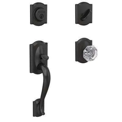 Estate Collection Manchester Single Cylinder Lifetime Polished Brass Left-Handed Door Handleset with Wave Door Lever
