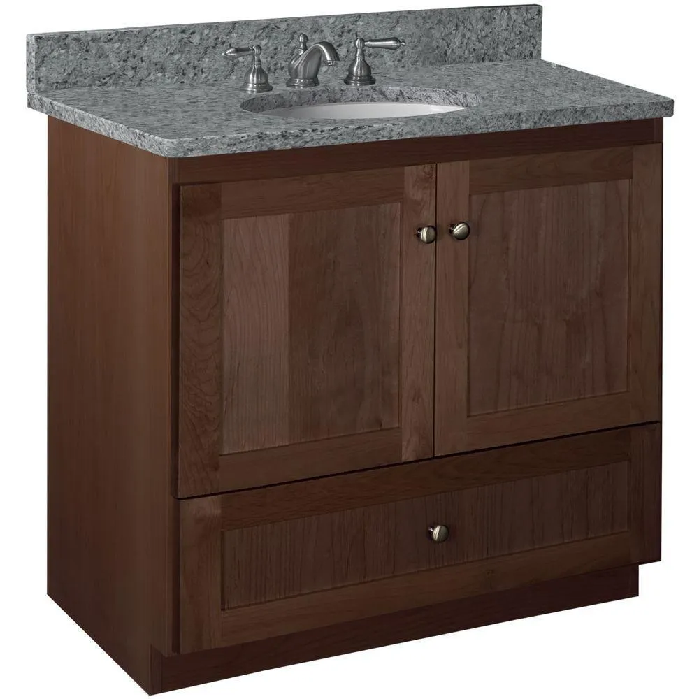Shaker 42 in. W x 21 in. D x 34.5 in. H Vanity Cabinet Only in Natural Alder, photo 15 of 47