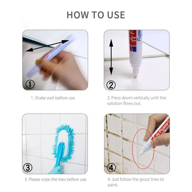 Grout Marker Grout Tile Pen Grout Restorer Pen Renew Marker with Replacement Nib for Tile Grout Lines Tile Wall Floor Bathrooms Kitchen, photo 3 of 5
