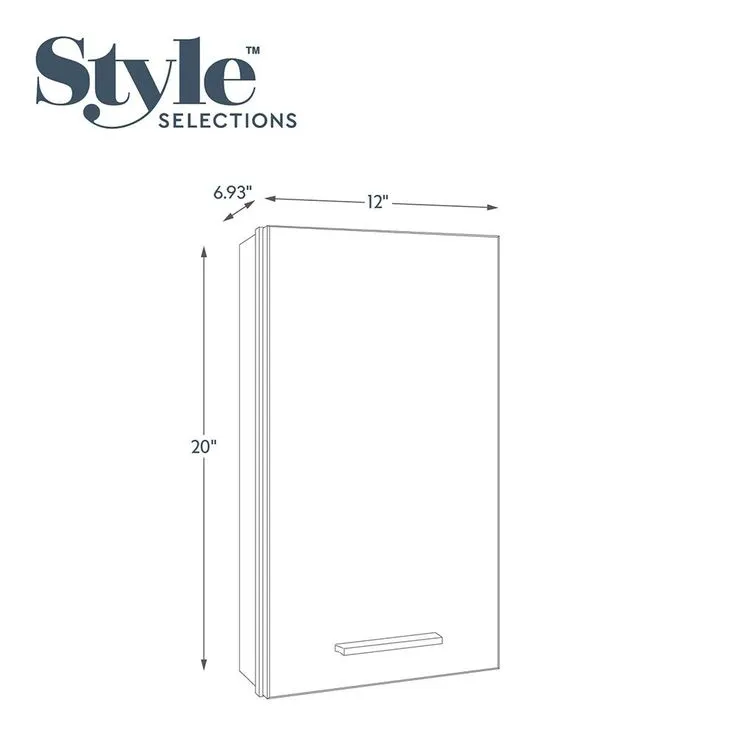 Style Selections Acadia 12-in W x 20-in H x 6.93-in D White Bathroom Wall Cabinet, photo 3 of 8