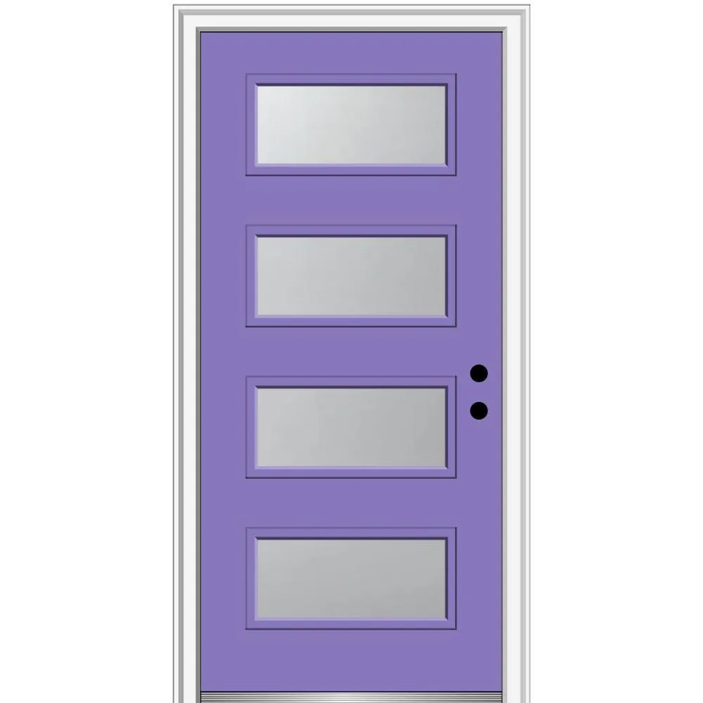 MMI Door 36 in. x 80 in. Celeste Left-Hand Inswing 4-Lite Frosted Glass Painted Steel Prehung Front Door on 6-9/16 in. Frame, photo 11 of 52