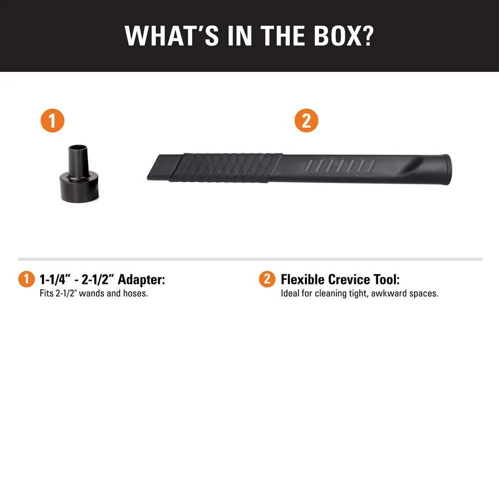 1-1/4 in. and 2-1/2 in. Spiral Flexible Crevice Tool Accessory for RIDGID Wet/Dry Shop Vacuums, photo 2 of 11