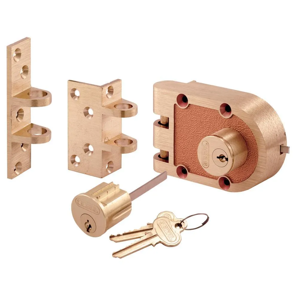 Deadbolt, Solid Bronze Alloy, Brushed Brass, Angle and Flat Strike, Single Cylinder, photo 7 of 7