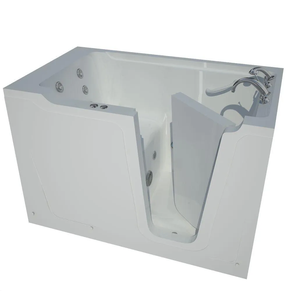 Rampart Nova Heated 5 ft. Walk-in Whirlpool Bathtub with 6 in. Tile Easy Up Adhesive Wall Surround in White, photo 5 of 11