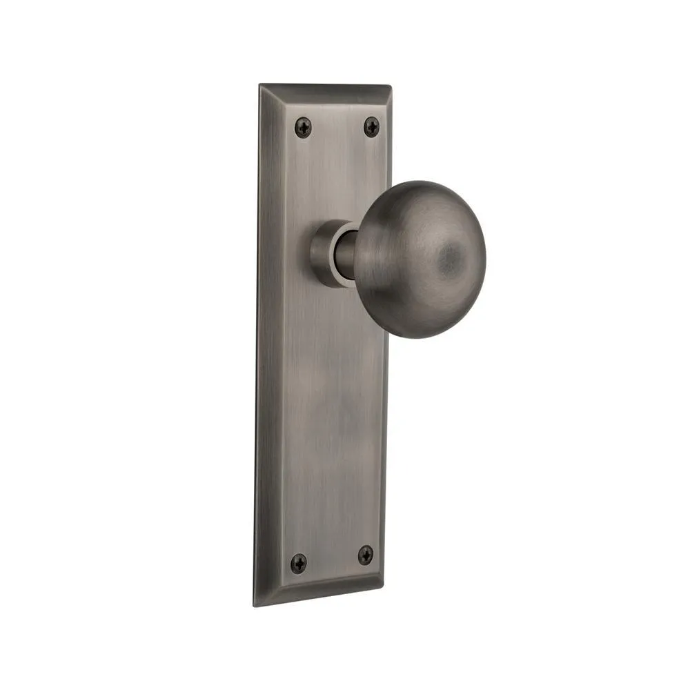 New York Plate 2-3/8 in. Backset Oil-Rubbed Bronze Passage Hall/Closet New York Door Knob, photo 10 of 14