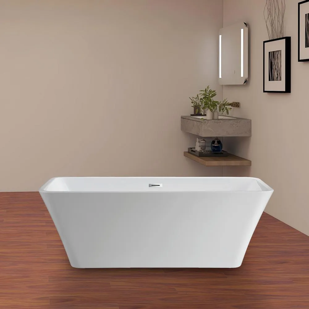 Nantes 67 in. Acrylic Flatbottom Freestanding Bathtub in White, photo 5 of 8
