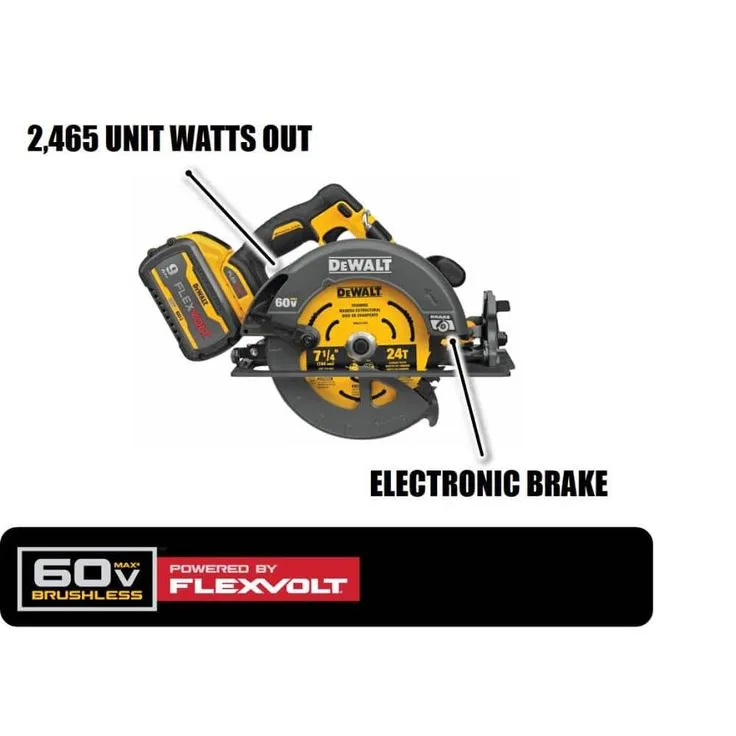 DEWALT FLEXVOLT 60-Volt MAX Lithium-Ion Cordless Brushless 7-1/4 in. Circular Saw,2 Batteries,Charger,w/Bonus Reciprocating Saw, photo 6 of 7
