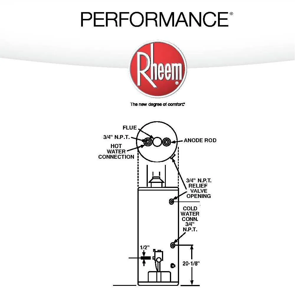 Performance Manufactured Housing 40 Gal. Tall 6 Year 34,000 BTU Convertible Natural Gas/LP Tank Water Heater, photo 3 of 7