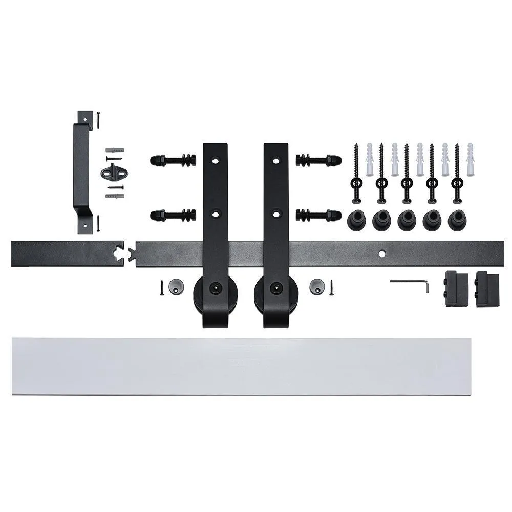 43 in. x 84 in. Oxidized Beamwood 9484-58 Solid Core Wood Flush Barn Door with Sliding Door Hardware Kit, photo 5 of 6