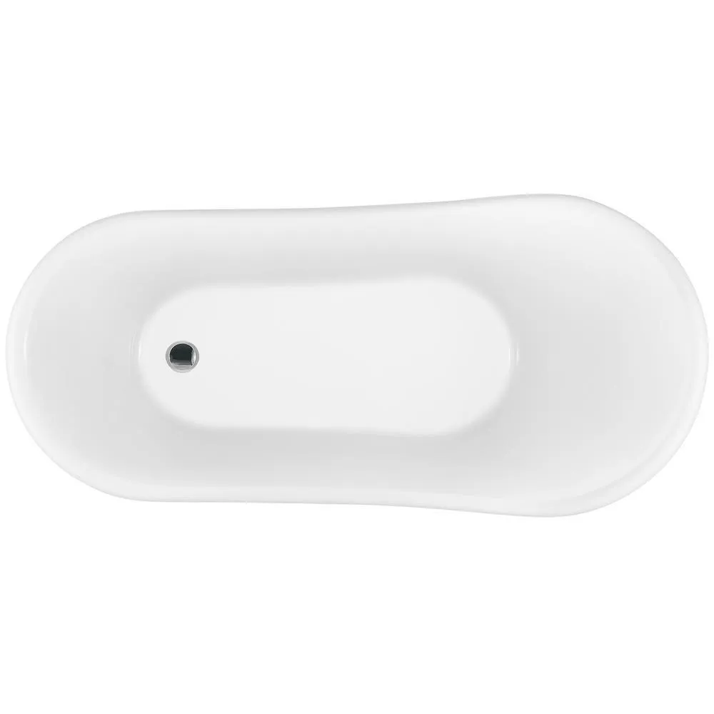 60 in. Fiberglass Slipper Clawfoot Non-Whirlpool Bathtub in Matte Antique Brass, photo 5 of 10