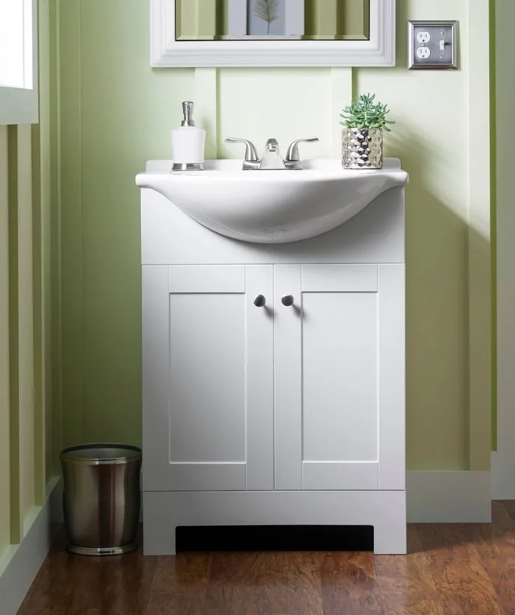 Style Selections Euro 24-in White Single Sink Bathroom Vanity with White Cultured Marble Top, photo 6 of 10