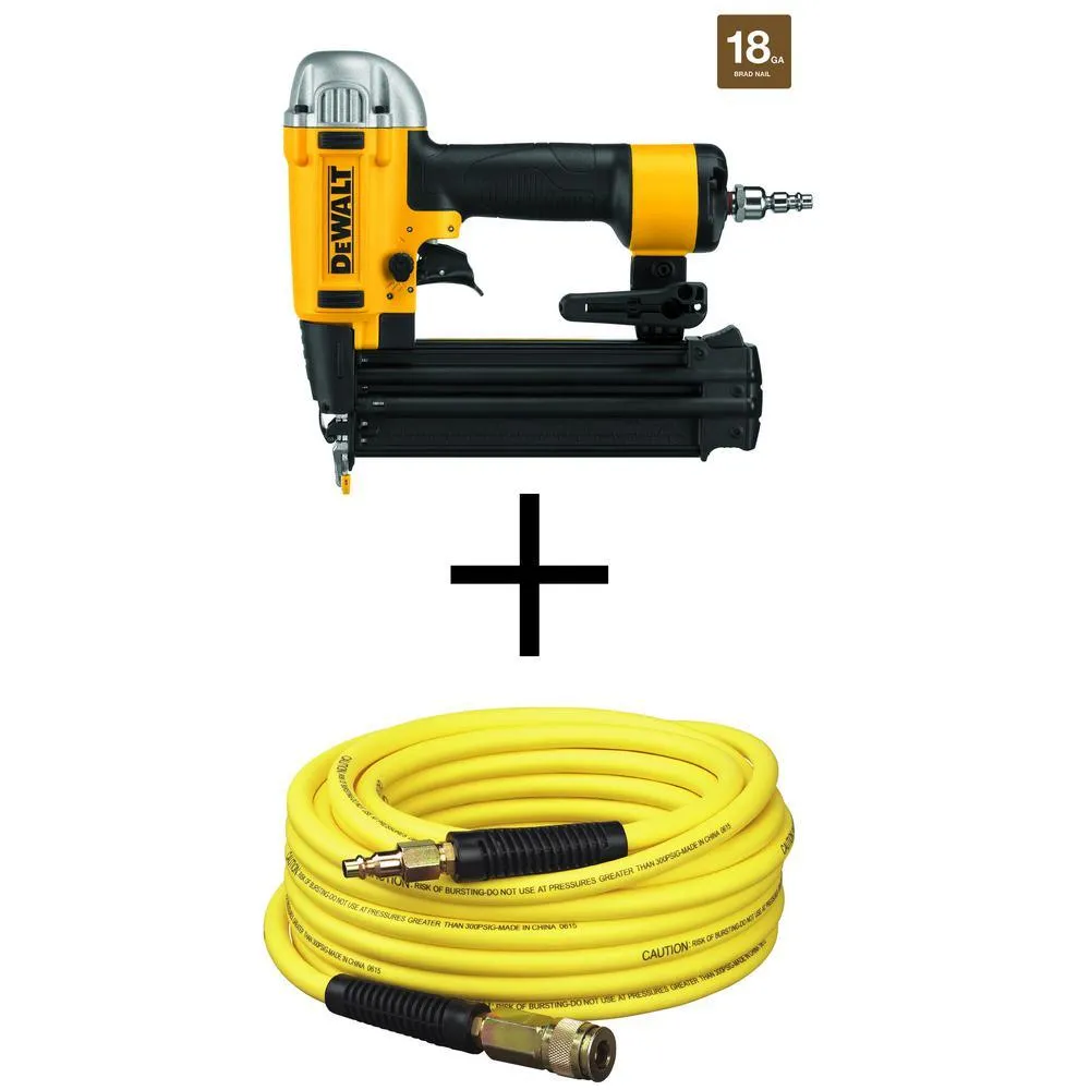 DEWALT 18-Gauge Pneumatic Brad Nailer with Bonus 50 ft. x 1/4 in. Air Hose, photo 11 of 11