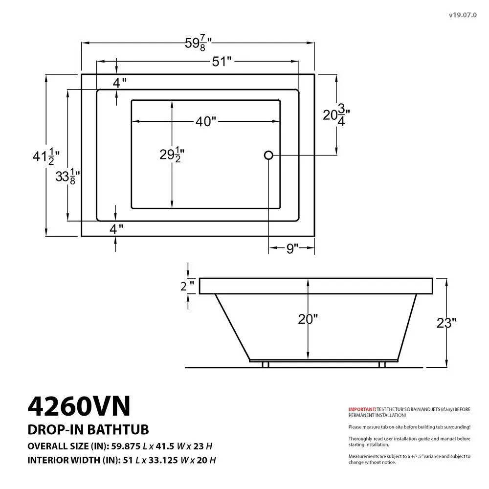 Universal Tubs Sapphire Diamond Series 5 ft. Right-Drain Rectangular Drop-in Whirlpool and Air Bath Tub in White, photo 4 of 21