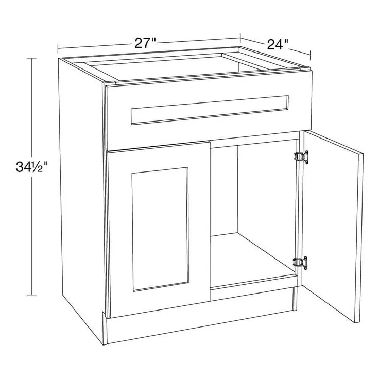 Home Decorators Collection Newport 27 in. W x 24 in. D x 34.5 in. H Assembled Plywood Sink Base Kitchen Cabinet in Mythic Blue with Soft Close, photo 4 of 5