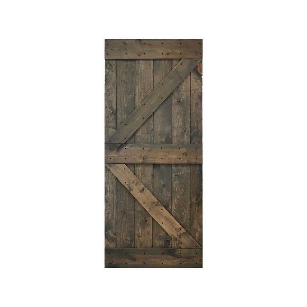 36 in x 84 in K Series DIY Dark Walnut Finished Knotty Pine Wood Barn Door Slab, photo 5 of 12