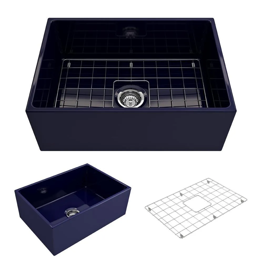 Contempo Farmhouse Apron Front Fireclay 27 in. Single Bowl Kitchen Sink with Bottom Grid and Strainer in White, photo 13 of 20