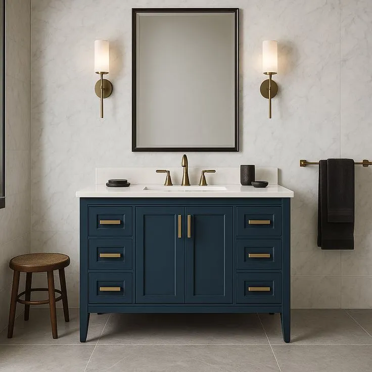 Home Decorators Collection Madsen 48-Inch Grayish Blue Bathroom Vanity with Cultured Marble Top, photo 3 of 3
